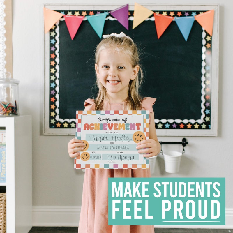 Hadley Designs 25 Certificate of Achievement Awards - 8 x 10 "" Student Award Certificates for Kids, Blank Award Certificate Paper, Preschool & Kindergarten Graduation Certificates - Image 3